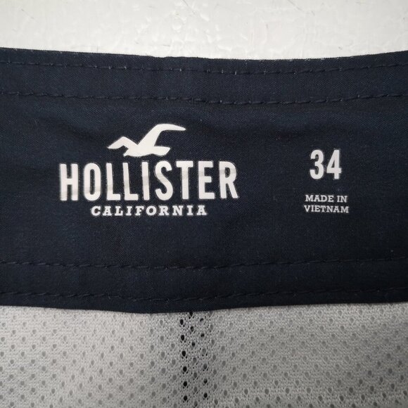 Hollister Men's Size 34 Red White & Navy Mesh Lined Swim Shorts - Picture 3 of 13